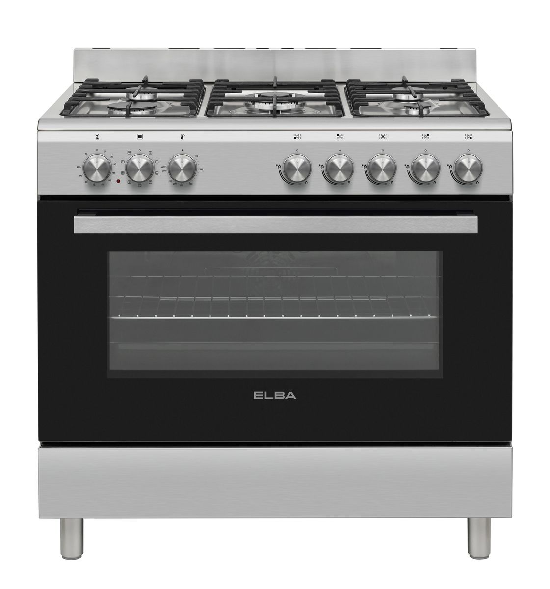 Elba Essential 04/96CL827- 5 Burner Gas Stove Electric Oven 90cm Silver